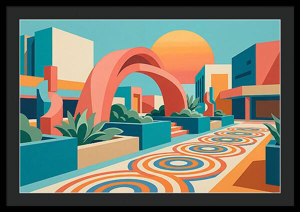 Plaza Landscape In Vibrant Colors