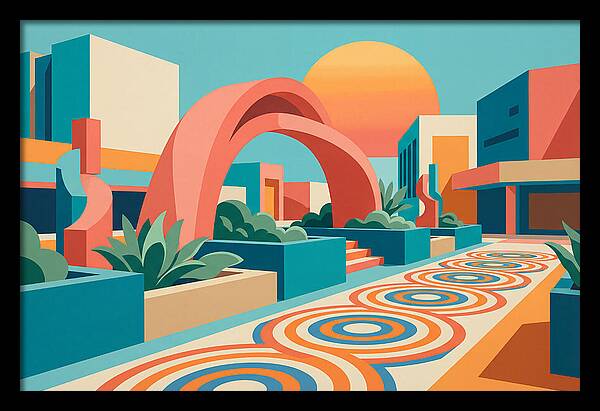 Plaza Landscape In Vibrant Colors