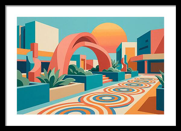 Plaza Landscape In Vibrant Colors