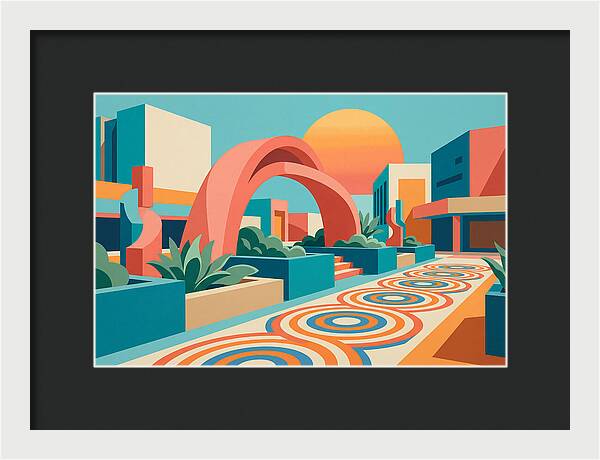 Plaza Landscape In Vibrant Colors