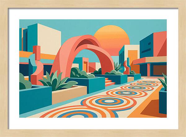 Plaza Landscape In Vibrant Colors
