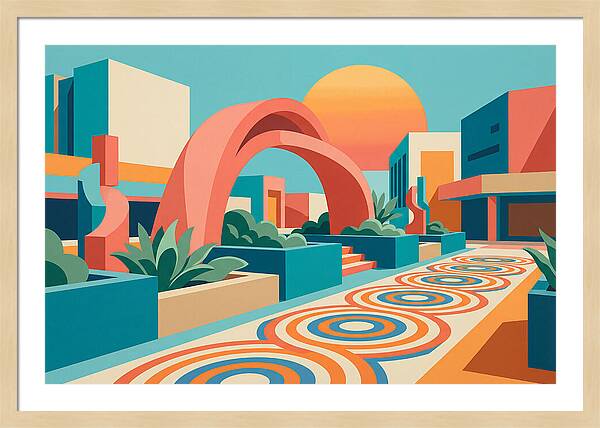 Plaza Landscape In Vibrant Colors