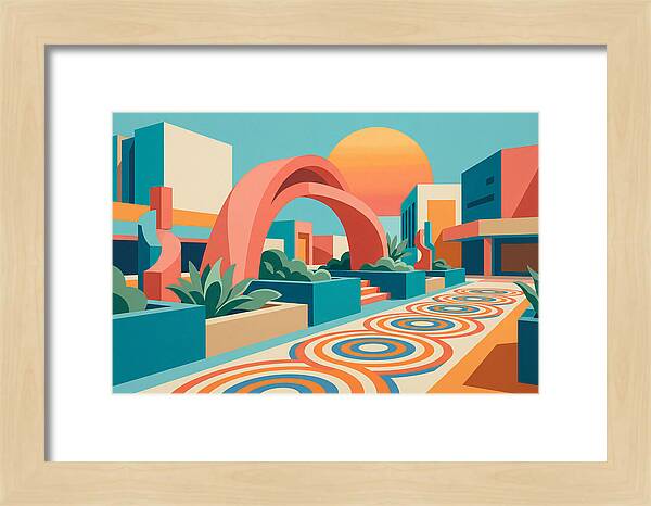 Plaza Landscape In Vibrant Colors