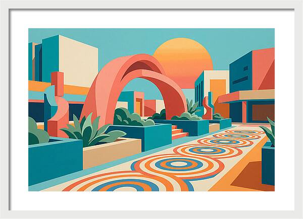 Plaza Landscape In Vibrant Colors