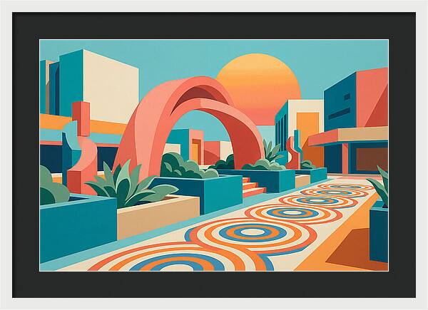 Plaza Landscape In Vibrant Colors