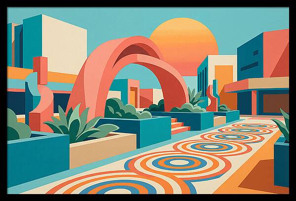 Plaza Landscape In Vibrant Colors