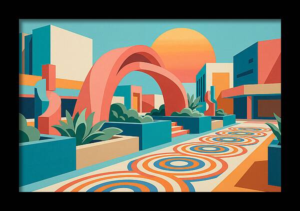 Plaza Landscape In Vibrant Colors