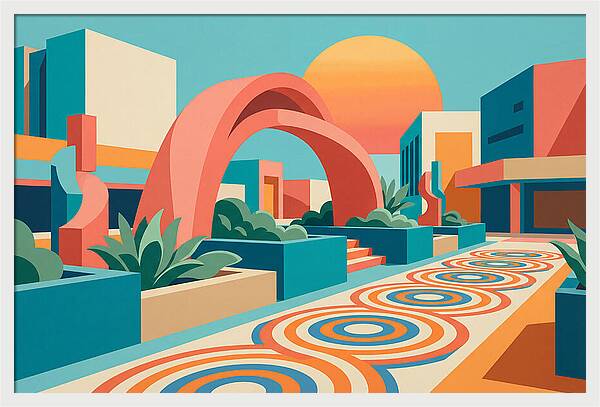 Plaza Landscape In Vibrant Colors