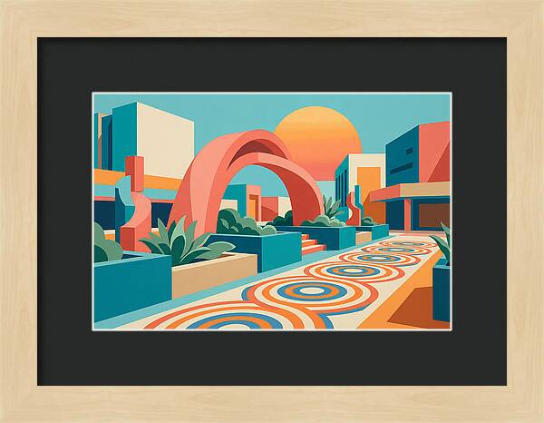 Plaza Landscape In Vibrant Colors