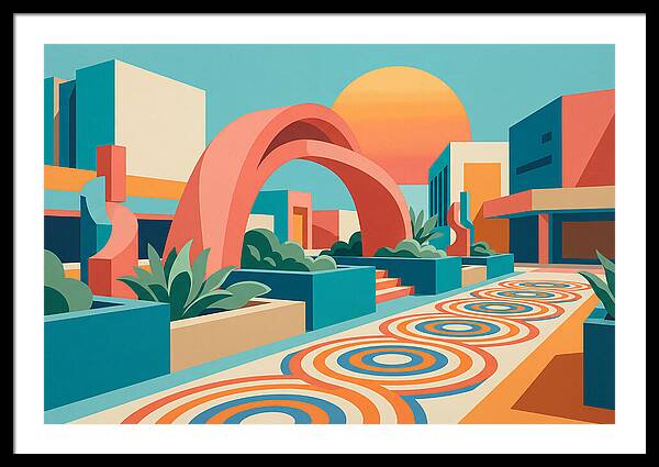 Plaza Landscape In Vibrant Colors