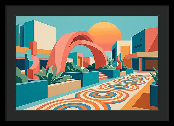 Plaza Landscape In Vibrant Colors