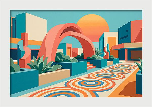 Plaza Landscape In Vibrant Colors