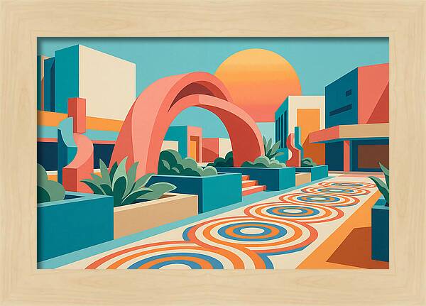 Plaza Landscape In Vibrant Colors