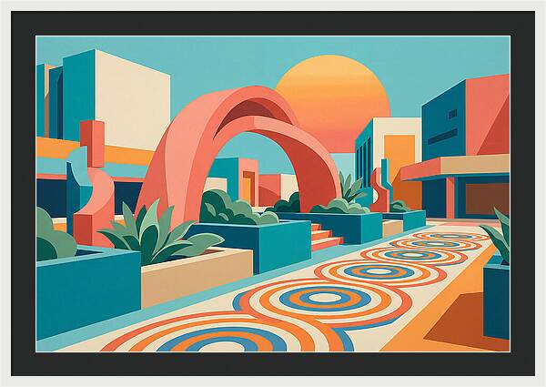 Plaza Landscape In Vibrant Colors