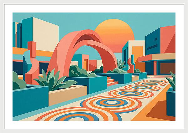 Plaza Landscape In Vibrant Colors
