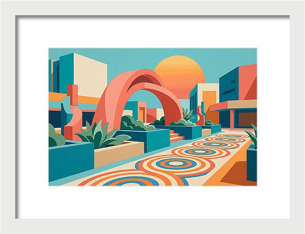 Plaza Landscape In Vibrant Colors