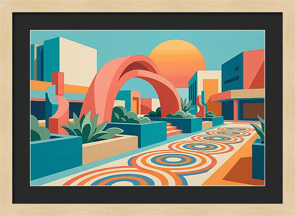 Plaza Landscape In Vibrant Colors