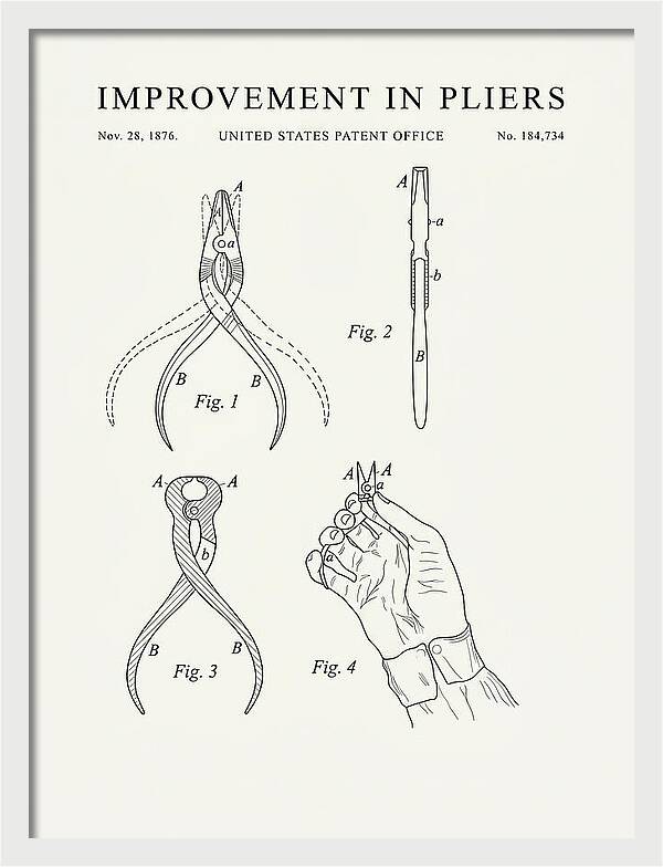 Pliers Minimalist Patent Us184734a