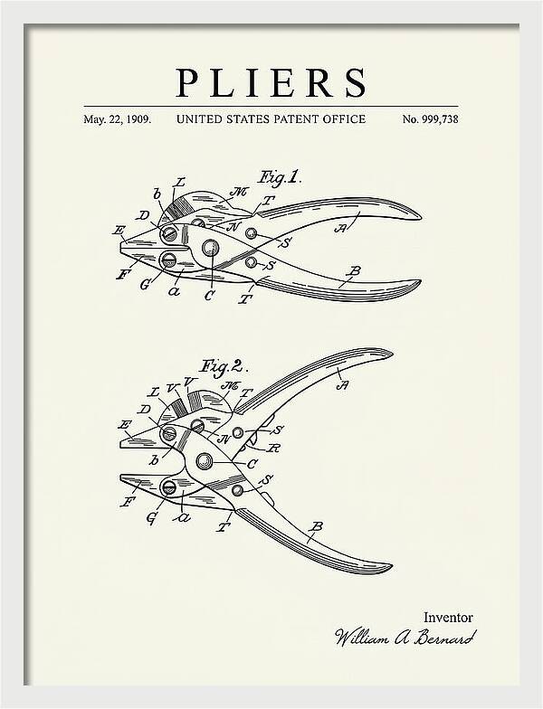 Pliers Minimalist Patent Us999738a