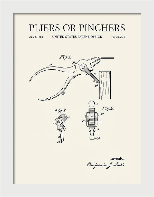 Pliers Or Pinchers Minimalist Patent Us380331a