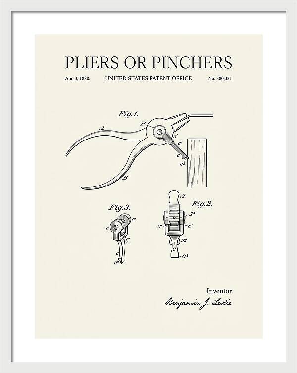 Pliers Or Pinchers Minimalist Patent Us380331a