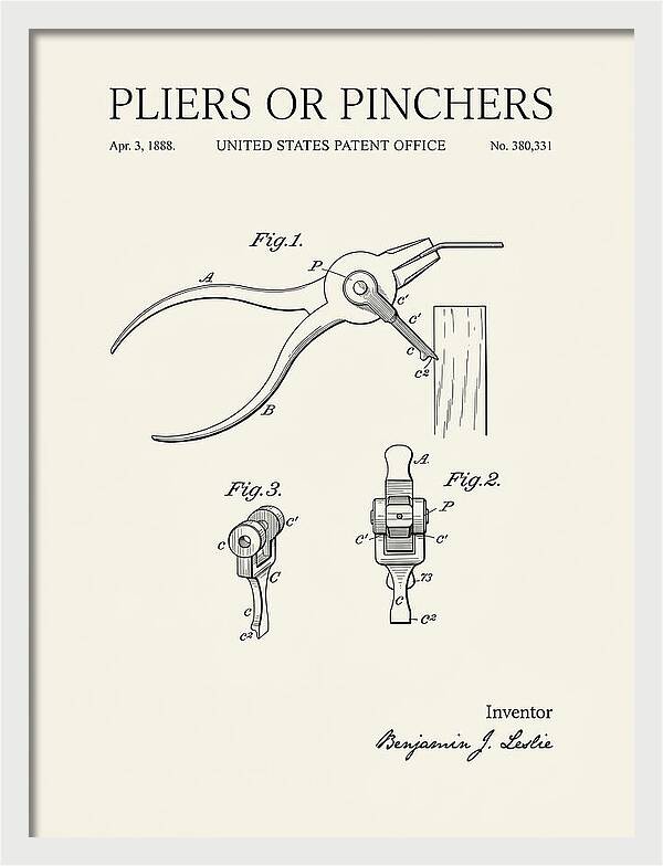 Pliers Or Pinchers Minimalist Patent Us380331a