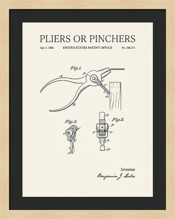 Pliers Or Pinchers Minimalist Patent Us380331a