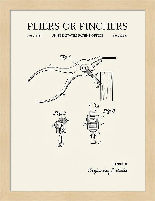 Pliers Or Pinchers Minimalist Patent Us380331a