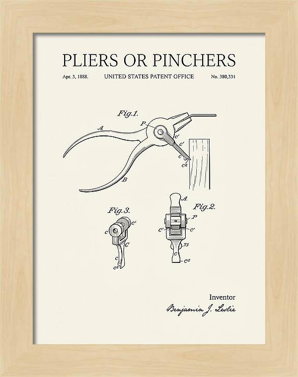 Pliers Or Pinchers Minimalist Patent Us380331a