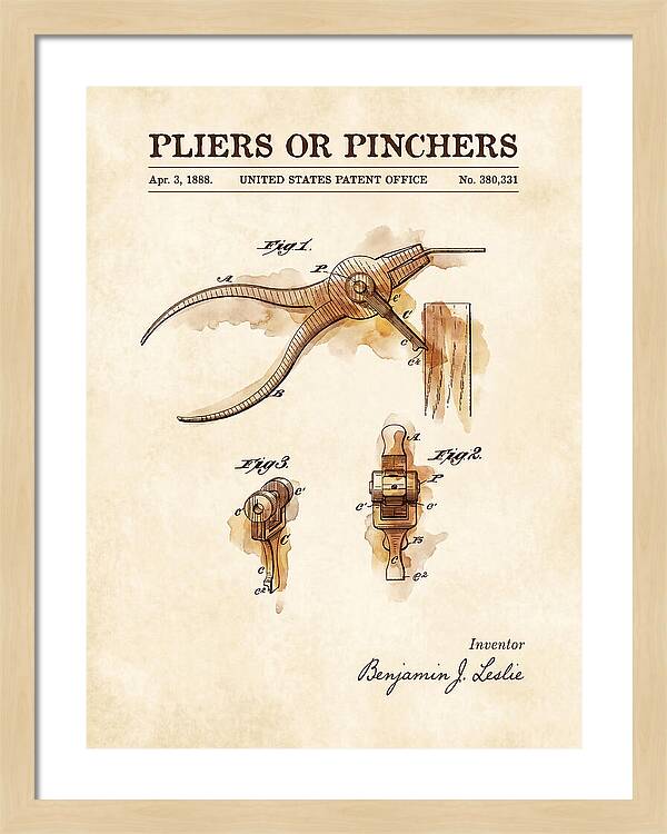 Pliers Or Pinchers Watercolor Patent Us380331a