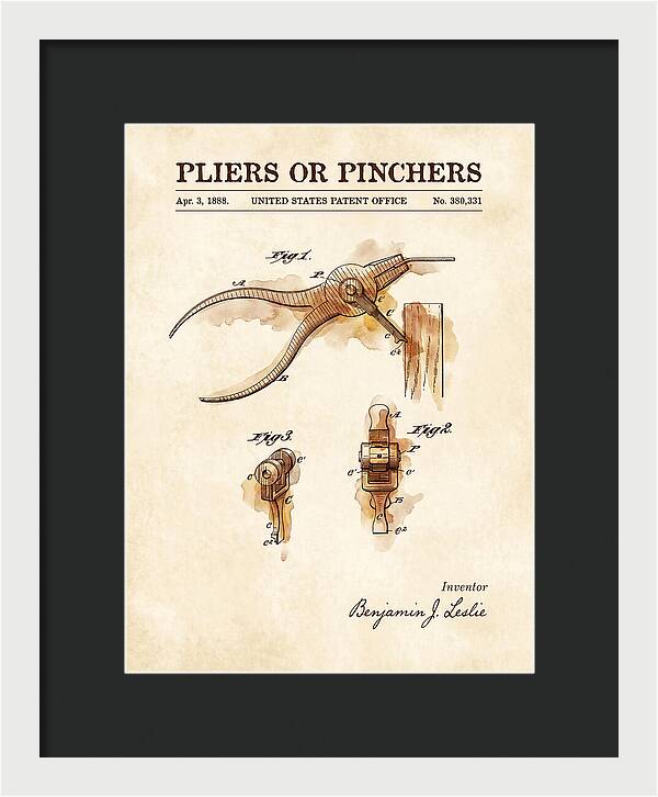 Pliers Or Pinchers Watercolor Patent Us380331a