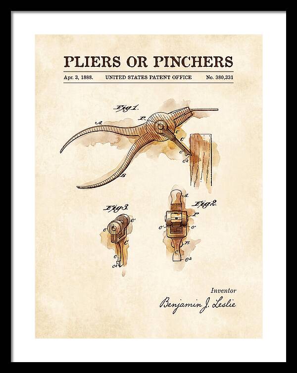 Pliers Or Pinchers Watercolor Patent Us380331a