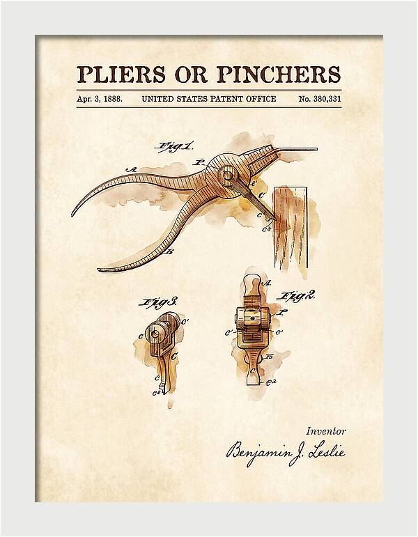 Pliers Or Pinchers Watercolor Patent Us380331a
