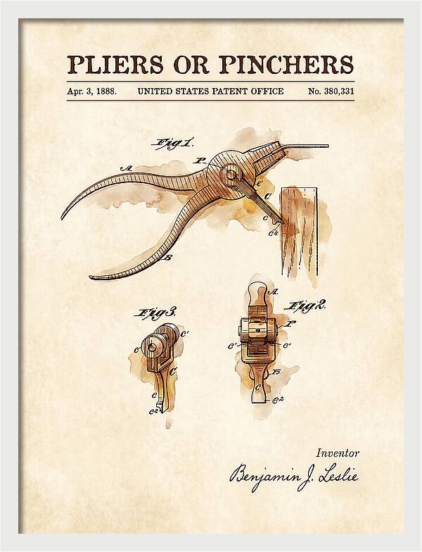 Pliers Or Pinchers Watercolor Patent Us380331a