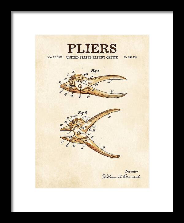 Pliers Watercolor Patent Us999738a