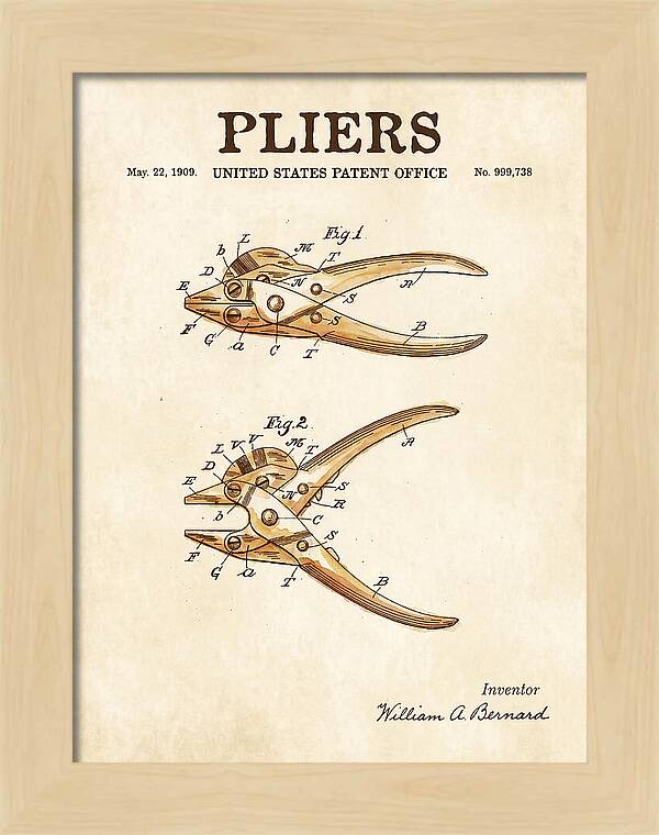 Pliers Watercolor Patent Us999738a