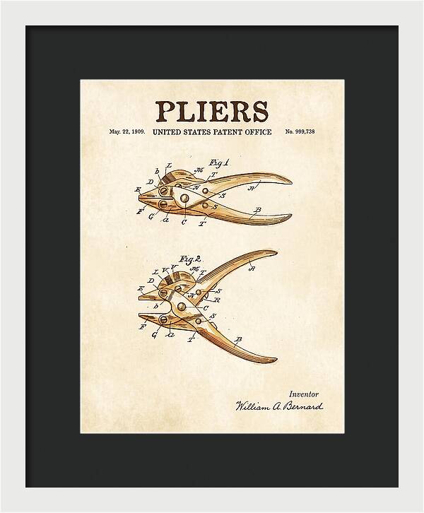 Pliers Watercolor Patent Us999738a