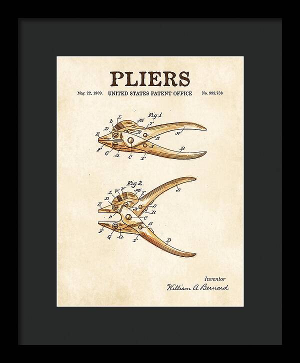 Pliers Watercolor Patent Us999738a