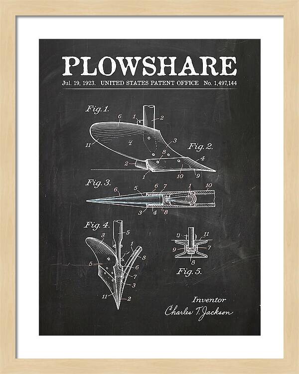 Plowshare Chalkboard Patent Us1497144a