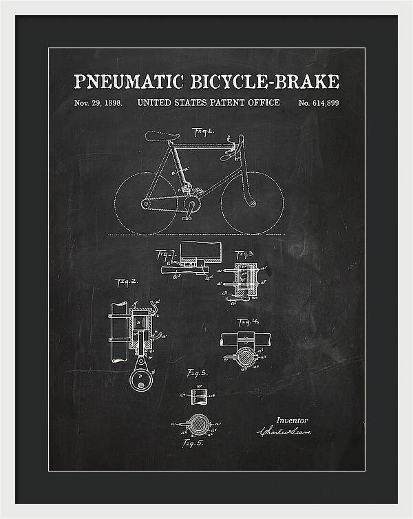Pneumatic Bicycle Brake Chalkboard Patent Us614899a