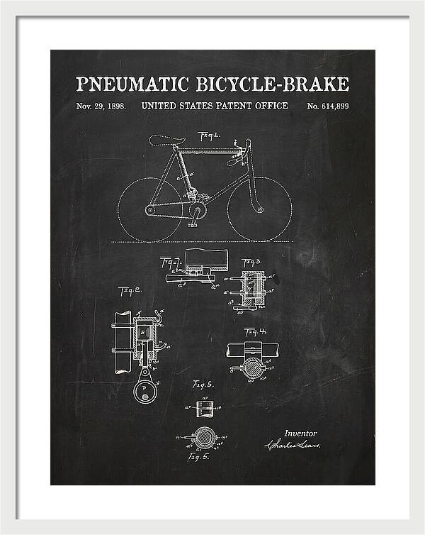 Pneumatic Bicycle Brake Chalkboard Patent Us614899a