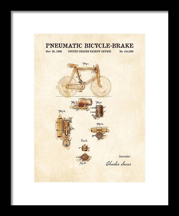 Pneumatic Bicycle Brake Watercolor Patent Us614899a