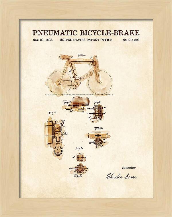 Pneumatic Bicycle Brake Watercolor Patent Us614899a