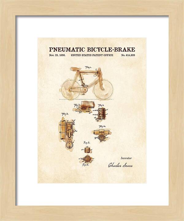 Pneumatic Bicycle Brake Watercolor Patent Us614899a