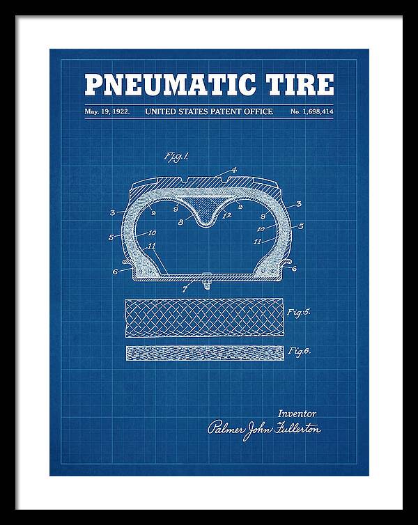Pneumatic Tire Blueprint Patent Us1698414a