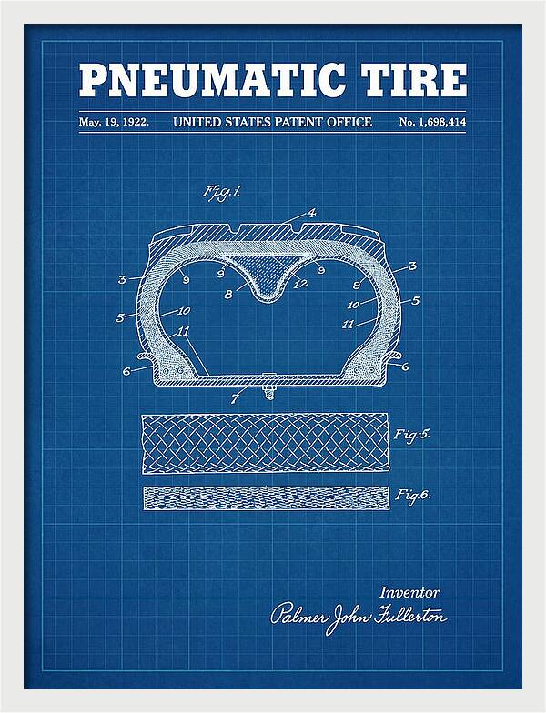 Pneumatic Tire Blueprint Patent Us1698414a