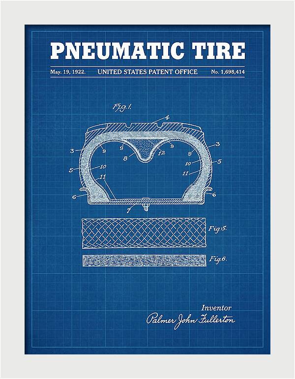 Pneumatic Tire Blueprint Patent Us1698414a