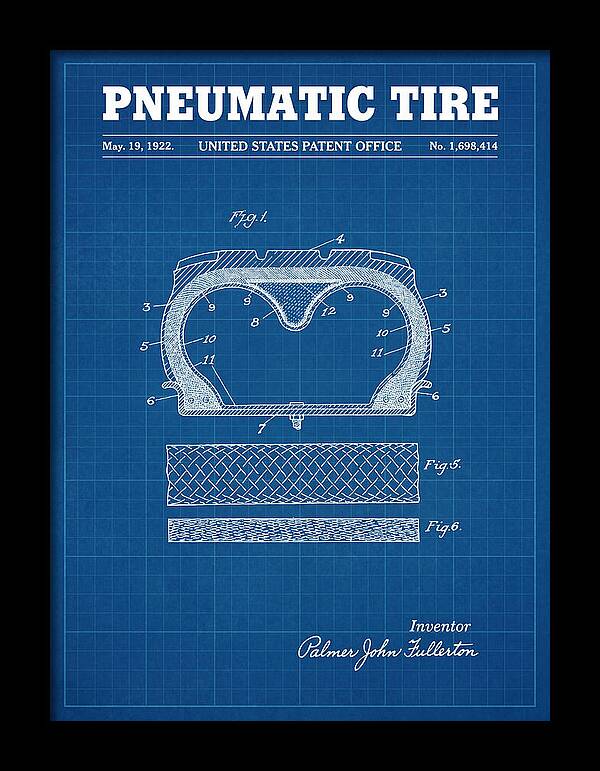 Pneumatic Tire Blueprint Patent Us1698414a