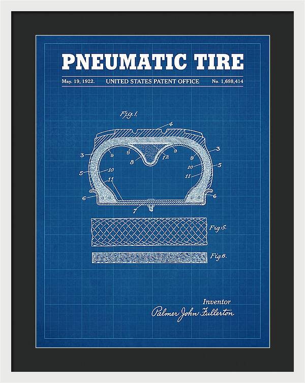 Pneumatic Tire Blueprint Patent Us1698414a