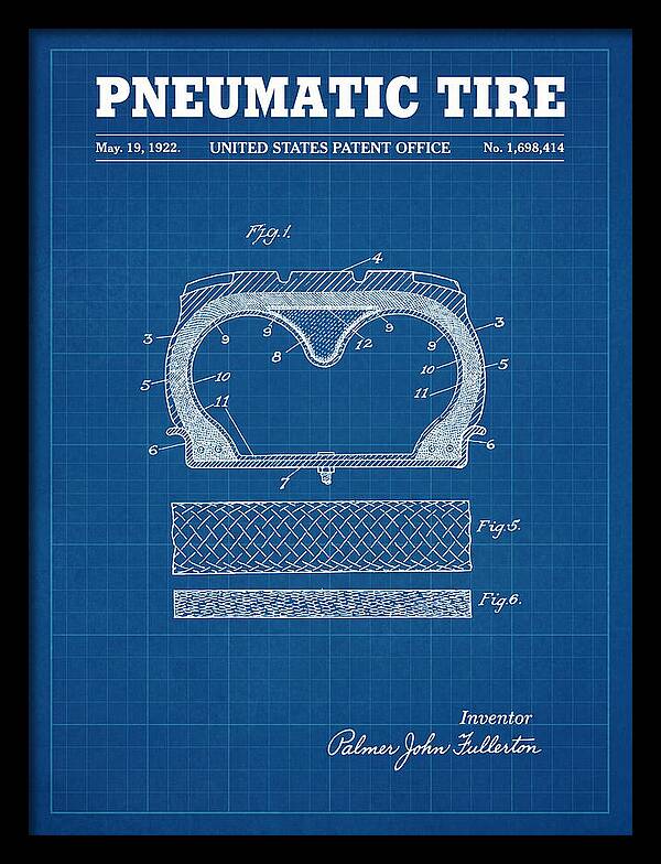Pneumatic Tire Blueprint Patent Us1698414a
